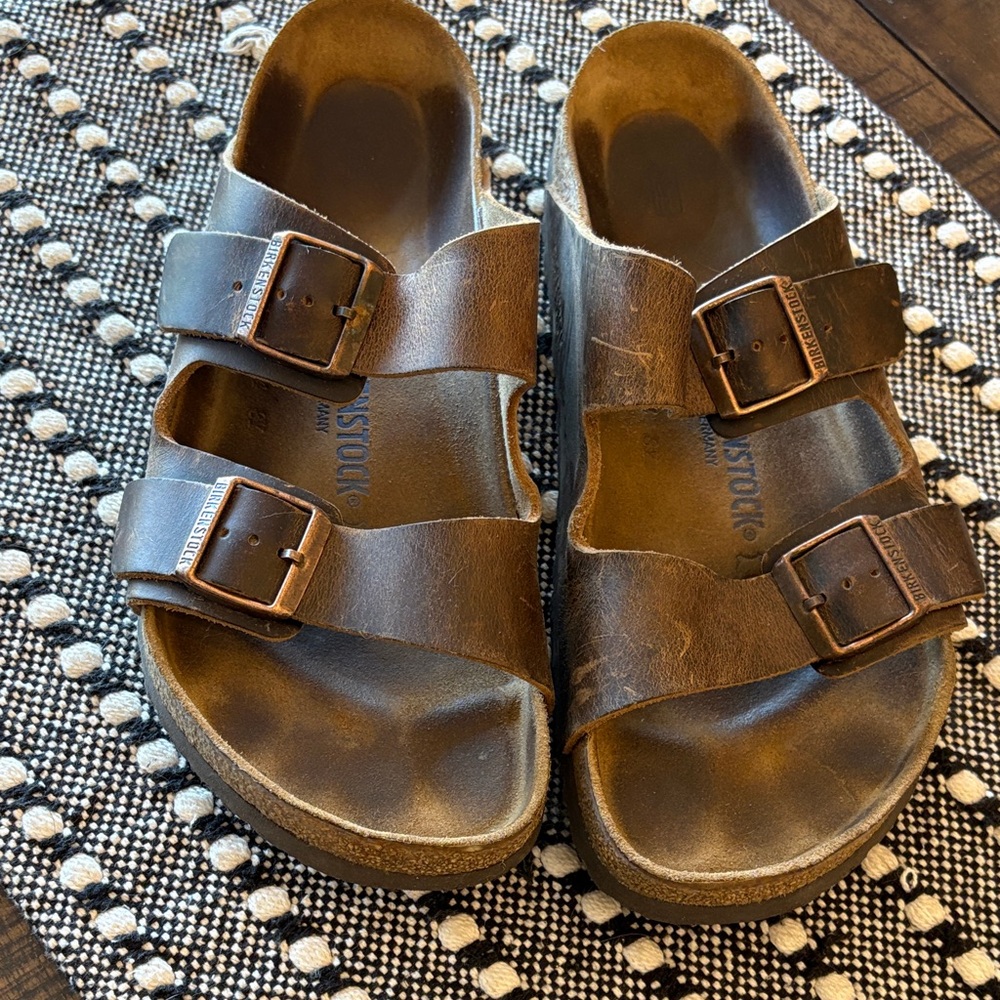Birkenstock Men's Brown Double Buckle Sandals - Size 45 (US 12-12.5)